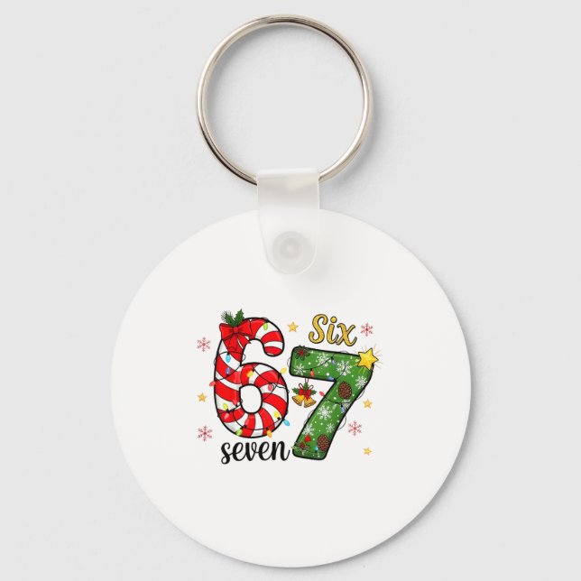 Christmas Six Seven Funny Trendy 6 7 Viral Meme  Schlüsselanhänger (Vorderseite)