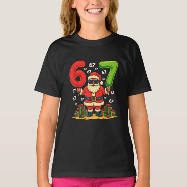 Christmas Six Seven Santa Claus 6 7 Funny Gen Z  T-Shirt (Vorderseite)