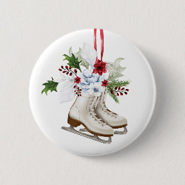 Christmas skating shoes with flowers and leaves button