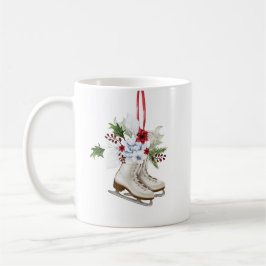 Christmas skating shoes with flowers and leaves kaffeetasse