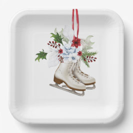 Christmas skating shoes with flowers and leaves pappteller