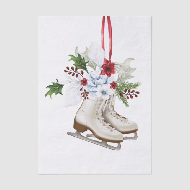 Christmas skating shoes with flowers and leaves seidenpapier (Vorderseite)