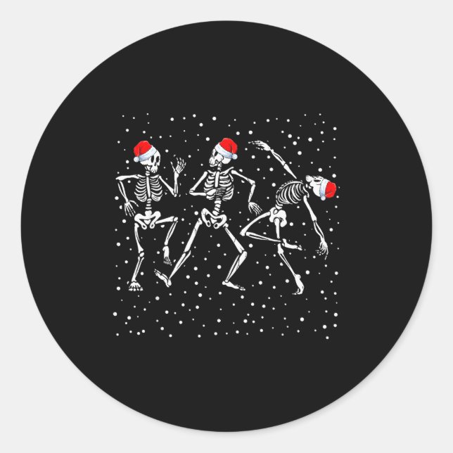 Christmas Skeleton Dancing Funny Xmas  Runder Aufkleber (Vorderseite)