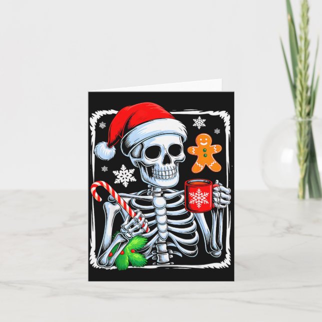 Christmas Skeleton Hot Chocolate Funny Xmas Men Wo Karte (Vorderseite)