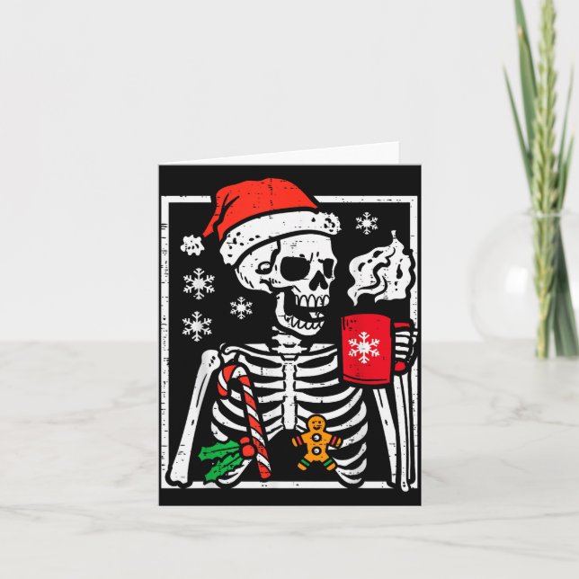 Christmas Skeleton Hot Chocolate Xmas Men Women Ki Karte (Vorderseite)