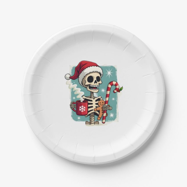 Christmas Skeleton Hot Chocolate Xmas Men Women Ki Pappteller (Vorderseite)