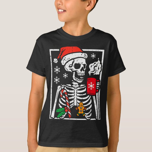 Christmas Skeleton Hot Chocolate Xmas Men Women Ki T-Shirt (Vorderseite)
