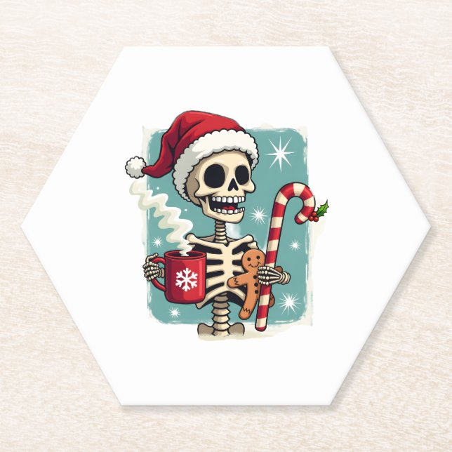 Christmas Skeleton Hot Chocolate Xmas Men Women Ki Untersetzer (Vorderseite)