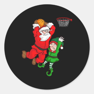 Christmas Sketll Santa Claus Slam Dunk Elf Funny H Runder Aufkleber