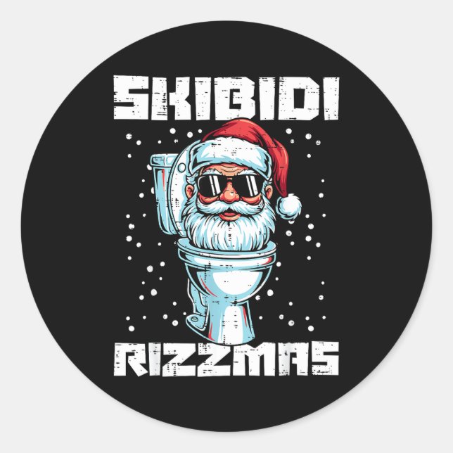 Christmas Skibidi Rizzmas Toilet Xmas Meme Kids Me Runder Aufkleber (Vorderseite)