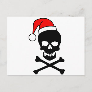Christmas Skull Black Feiertagspostkarte