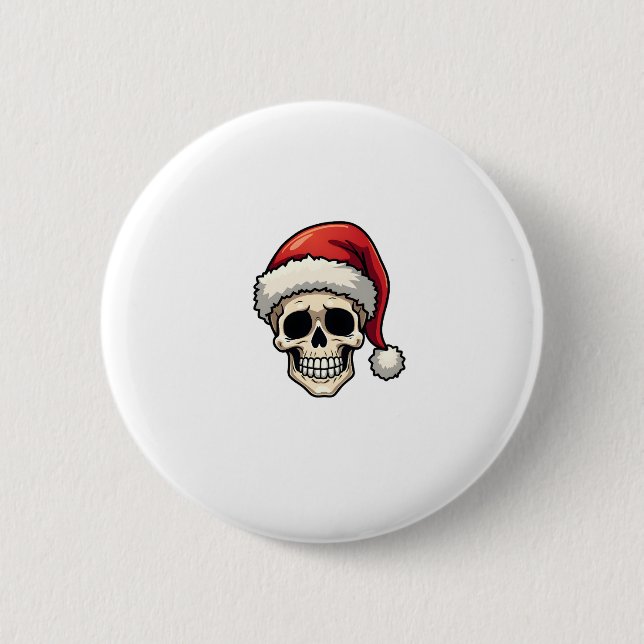 Christmas Skull Funny Santa XMES Men Women T-Shirt Button (Vorderseite)