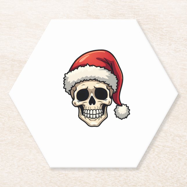 Christmas Skull Funny Santa XMES Men Women T-Shirt Untersetzer (Vorderseite)
