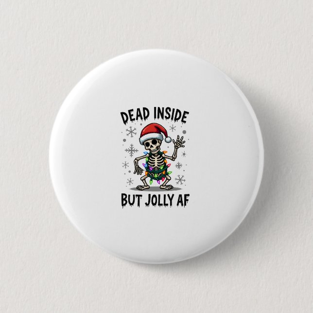 Christmas Skull Peace Dead Inside But Jolly Xmas M Button (Vorderseite)