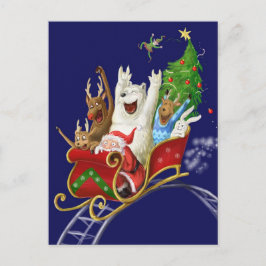 Christmas sledge funny digital drawing santa claus feiertagspostkarte
