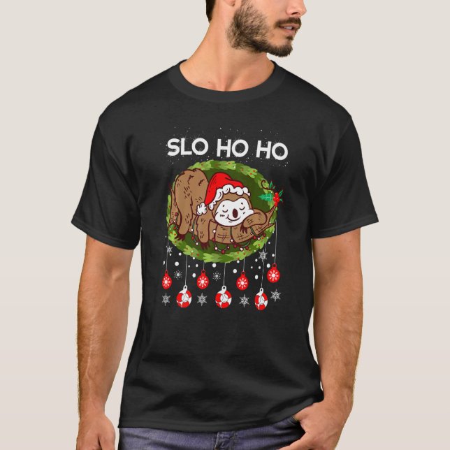 Christmas Sleeping Sloth Santa Slo Ho Ho Ugly Xmas T-Shirt (Vorderseite)