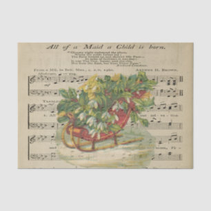 Christmas Sleigh Music Sheet "Decoupage" Seidenpapier