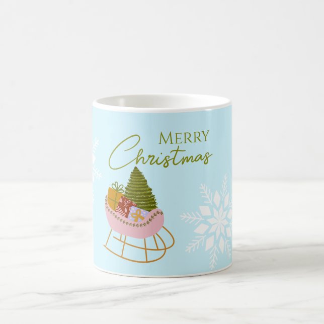 Christmas sleigh with gifts, tree Holiday Gift Kaffeetasse (Mittel)