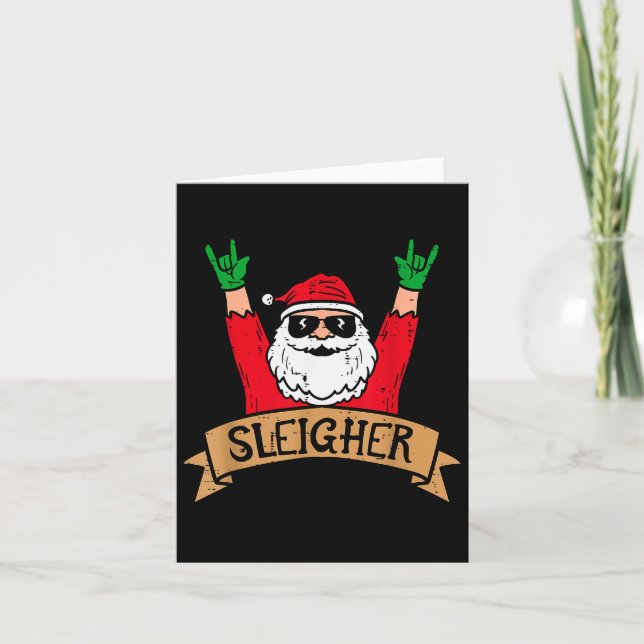Christmas Sleigher Santa Rock Xmas Rocker Men Wome Karte (Vorderseite)