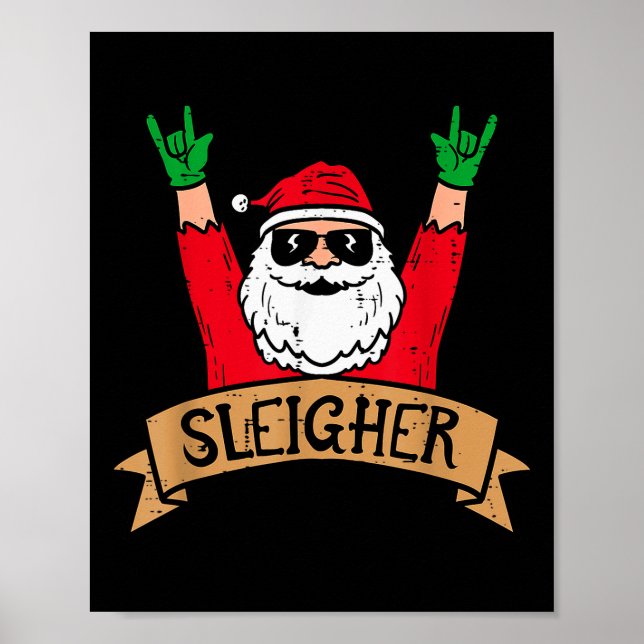 Christmas Sleigher Santa Rock Xmas Rocker Men Wome Poster (Vorne)
