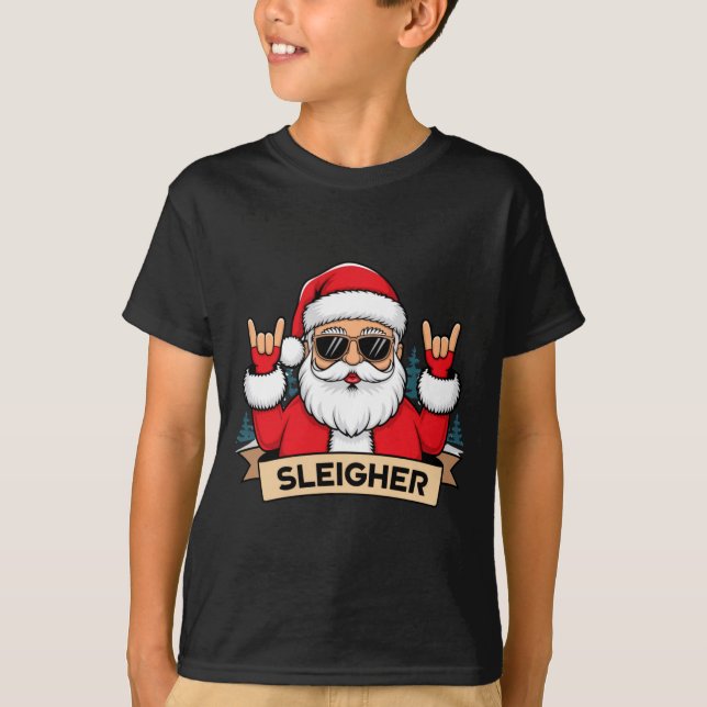 Christmas Sleigher Santa Rock Xmas Rocker  T-Shirt (Vorderseite)