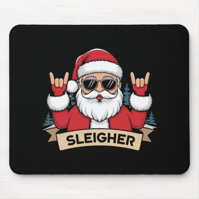 Christmas Sleigher Santa Rock Xmas Rocker T Shirt  Mousepad (Vorne)