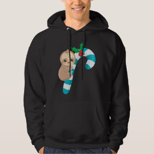 Christmas Sloth Baby Sloth auf einer Candy Cane Hoodie