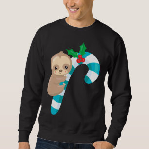 Christmas Sloth Baby Sloth auf einer Candy Cane Sweatshirt