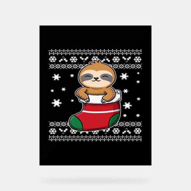 Christmas Sloth Classic T - Shirt Acrylschild (Vorderseite)