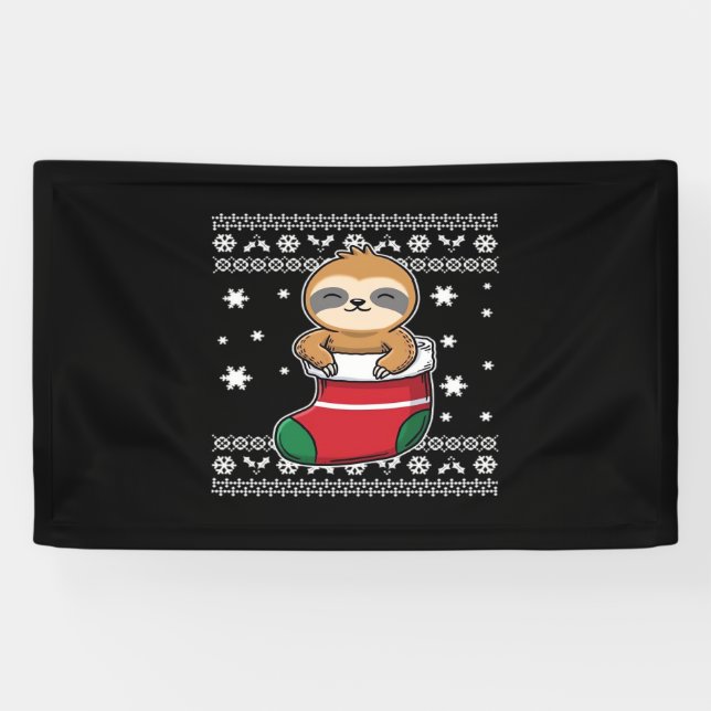 Christmas Sloth Classic T - Shirt Banner (Horizontal)