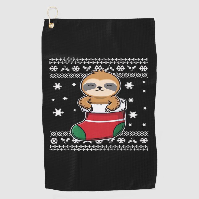 Christmas Sloth Classic T - Shirt Golfhandtuch (Vorderseite)