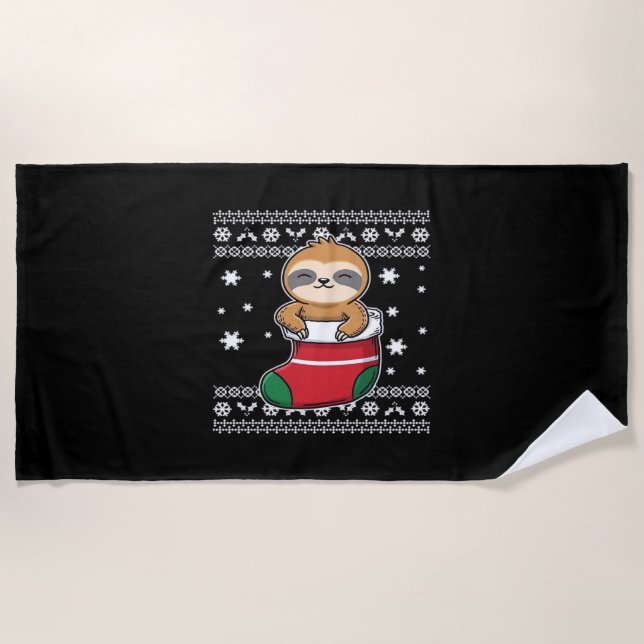 Christmas Sloth Classic T - Shirt Strandtuch (Vorderseite)