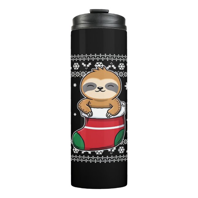Christmas Sloth Classic T - Shirt Thermosbecher (Vorderseite)