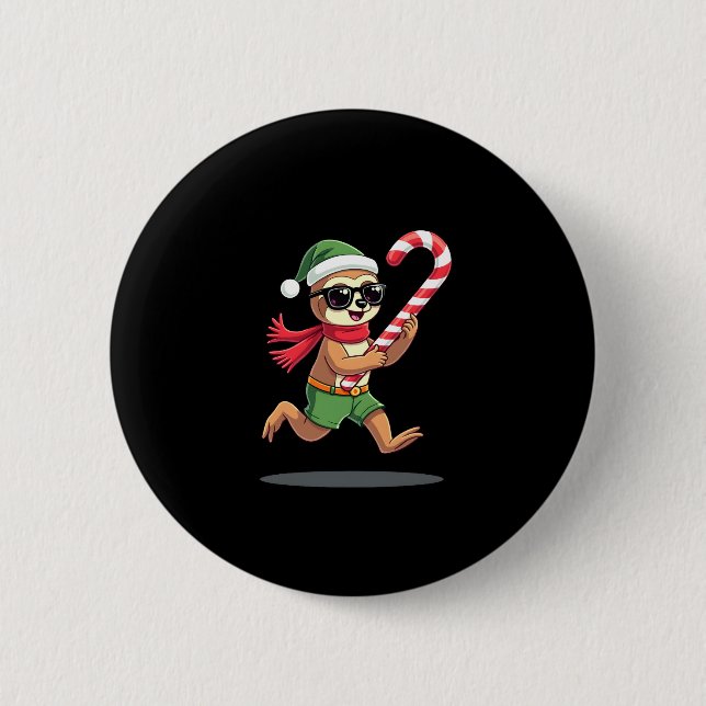 Christmas Sloth Elf Peppermint Candy Cane Shirt Gi Button (Vorderseite)