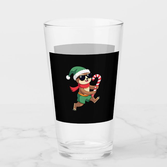 Christmas Sloth Elf Peppermint Candy Cane Shirt Gi Glas (Vorderseite)