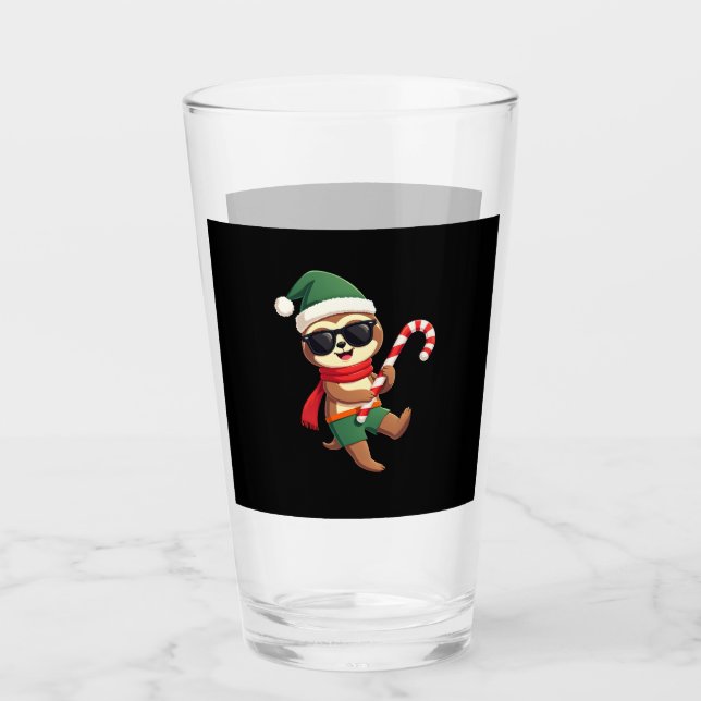 Christmas Sloth Elf Peppermint Candy Cane Shirt Gi Glas (Vorderseite)