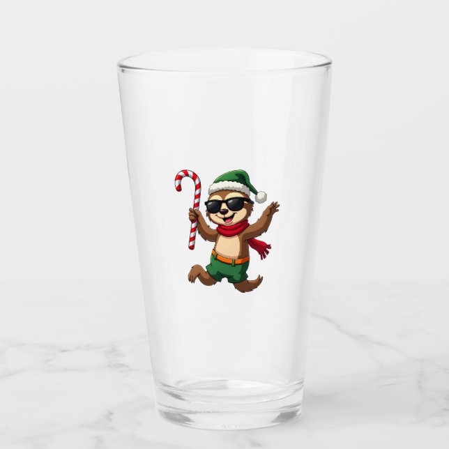 Christmas Sloth Elf Peppermint Candy Cane Shirt Gi Glas (Vorderseite)