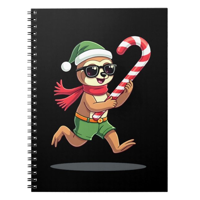 Christmas Sloth Elf Peppermint Candy Cane Shirt Gi Notizblock (Vorderseite)