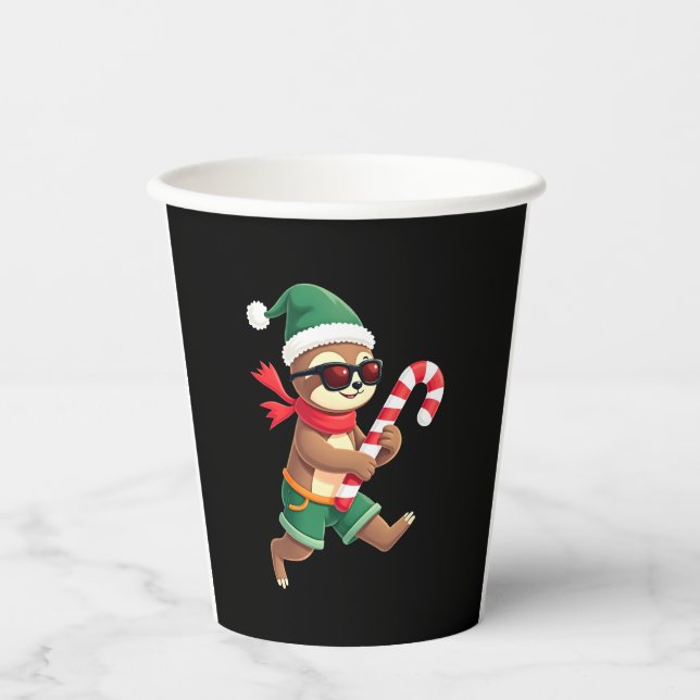 Christmas Sloth Elf Peppermint Candy Cane Shirt Gi Pappbecher (Vorderseite)