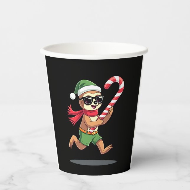 Christmas Sloth Elf Peppermint Candy Cane Shirt Gi Pappbecher (Vorderseite)