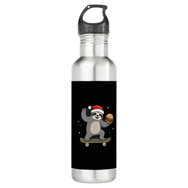 CHRISTMAS SLOTH Funny Christmas Skateboard Sloth ( Edelstahlflasche (Vorderseite)