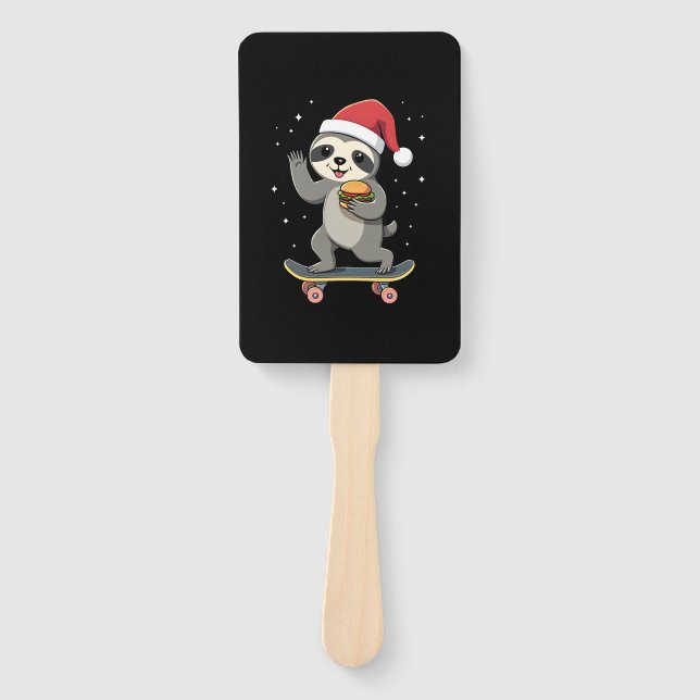 CHRISTMAS SLOTH Funny Christmas Skateboard Sloth ( Fächer (Vorderseite)