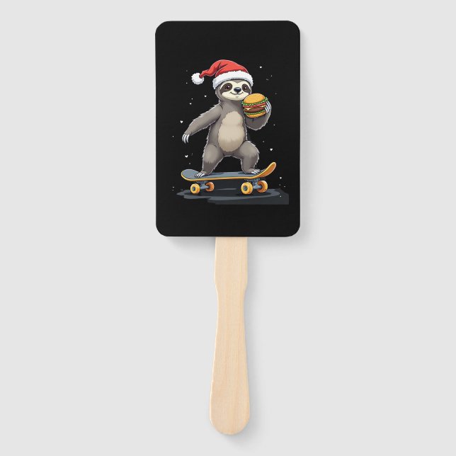 CHRISTMAS SLOTH Funny Christmas Skateboard Sloth Fächer (Vorderseite)