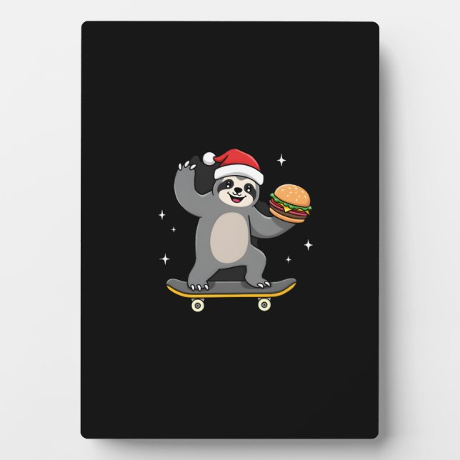 CHRISTMAS SLOTH Funny Christmas Skateboard Sloth ( Fotoplatte (Vorderseite)