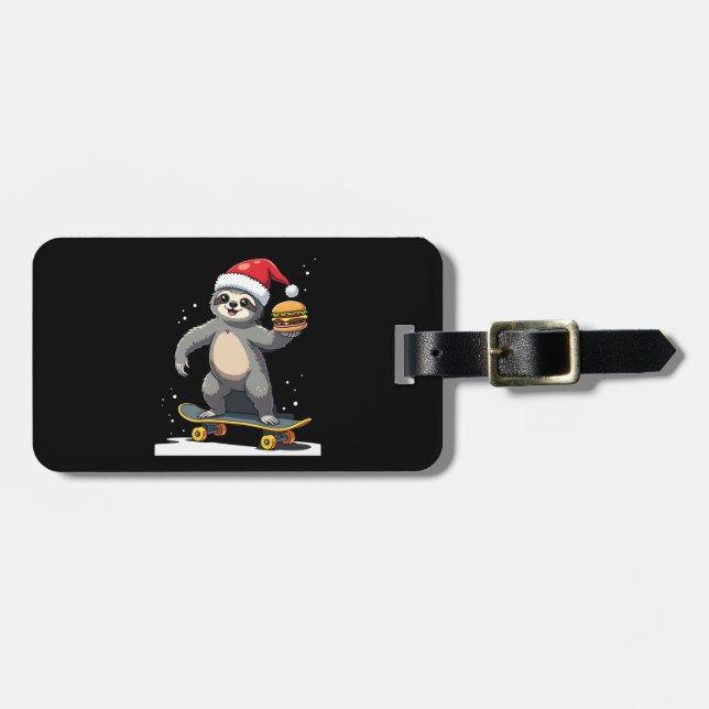 CHRISTMAS SLOTH Funny Christmas Skateboard Sloth ( Gepäckanhänger (Vorderseite horizontal)