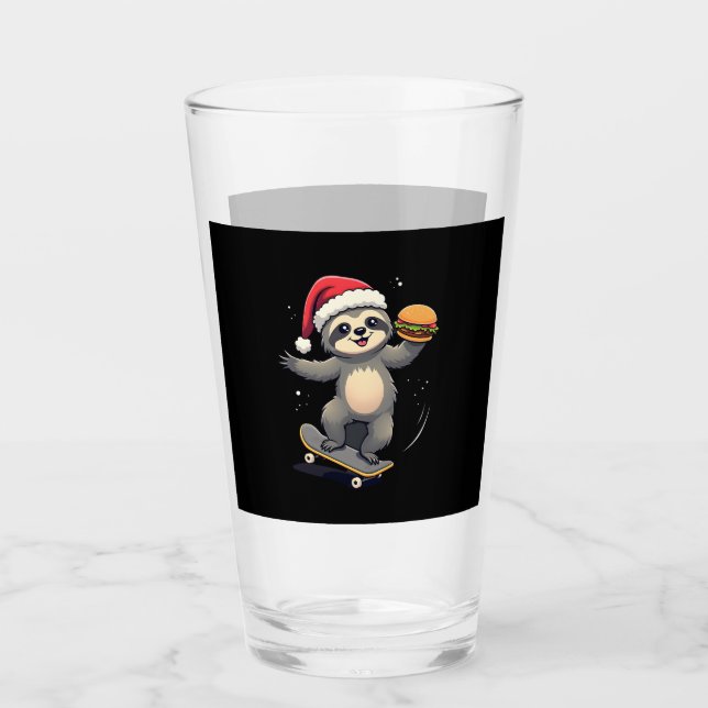 CHRISTMAS SLOTH Funny Christmas Skateboard Sloth ( Glas (Vorderseite)