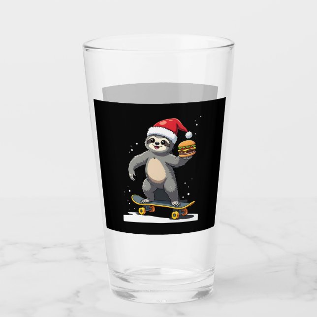 CHRISTMAS SLOTH Funny Christmas Skateboard Sloth ( Glas (Vorderseite)