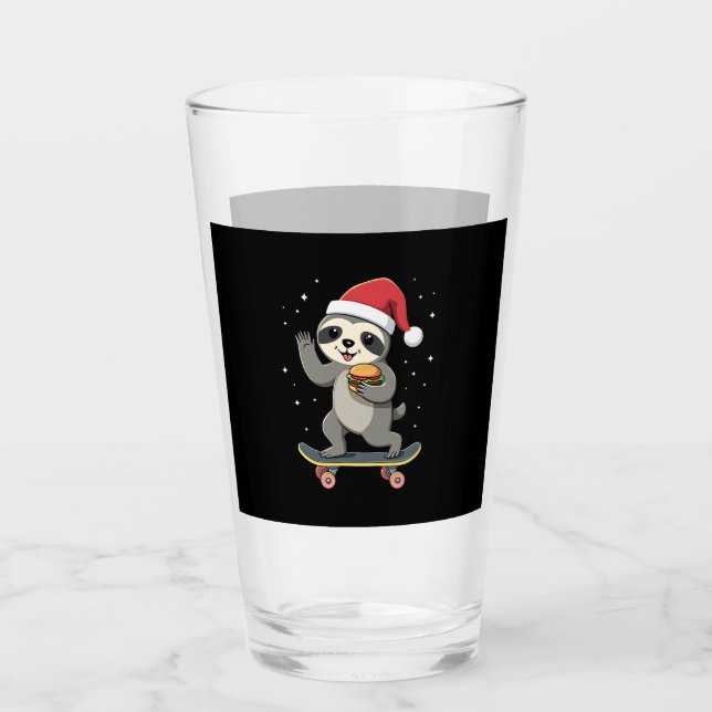 CHRISTMAS SLOTH Funny Christmas Skateboard Sloth ( Glas (Vorderseite)