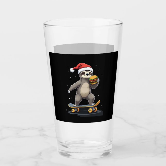 CHRISTMAS SLOTH Funny Christmas Skateboard Sloth Glas (Vorderseite)