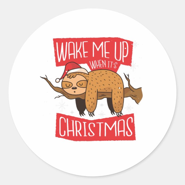 Christmas Sloth Funny Lazy Xmas Sloth Lover Gesche Runder Aufkleber (Vorderseite)